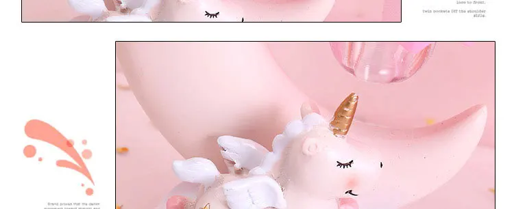 Creative Cute Girl Heart Dreamy Unicorn Moon Night Light Resin Crafts Ornaments Children Gift Bedroom Small Table Lamp Ornaments