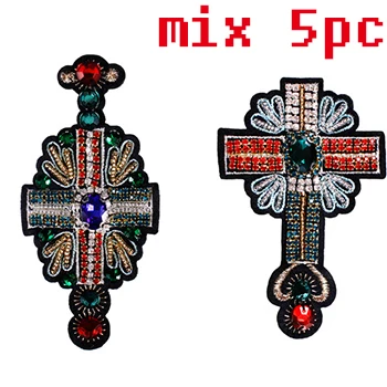 1015 mix5pc 1 шт., вышивка бисером, хрустальные стразы, крестообразный дизайн, нашивки, аппликация, пришитые нашивки, сумки для одежды, декорированные, сделай сам, шитье TH507 - Цвет: 1015 mix5pc