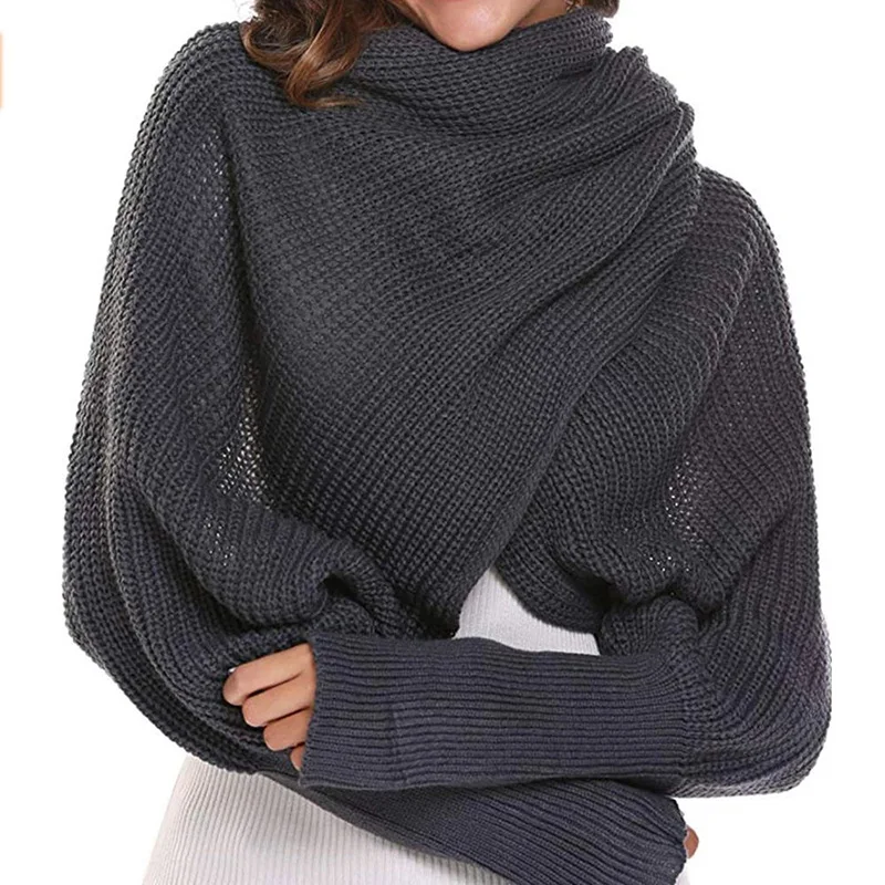 Женский шарф с рукавами вязанный крючком вязаный шарф с рукавами свитер шарф зимние шарфы накидка длинная шаль Теплый большой шарф
