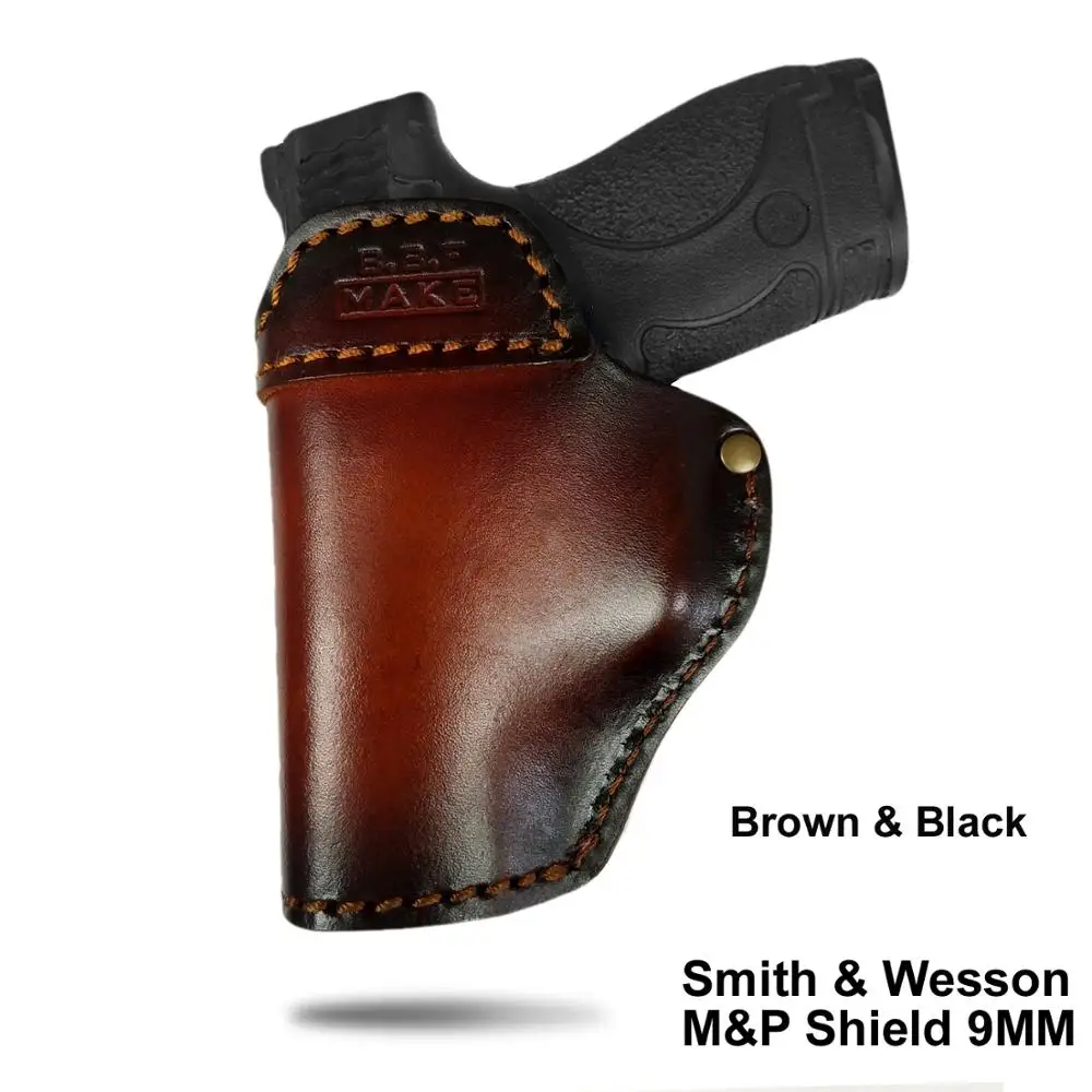 B.B.F MAKE Gun Holster Leather Sheath For S&W M&P Shield- GLOCK 17 19 22 23 26 27 32 33 42, 43/Спрингфилд XD-S доски кобуры - Цвет: Reg-Black