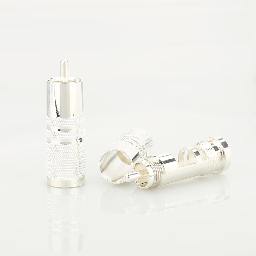 

4Pieces High Quality Caradas style Silver Plated RCA Male Plug HIFI DIY AUDIO RCA Connector