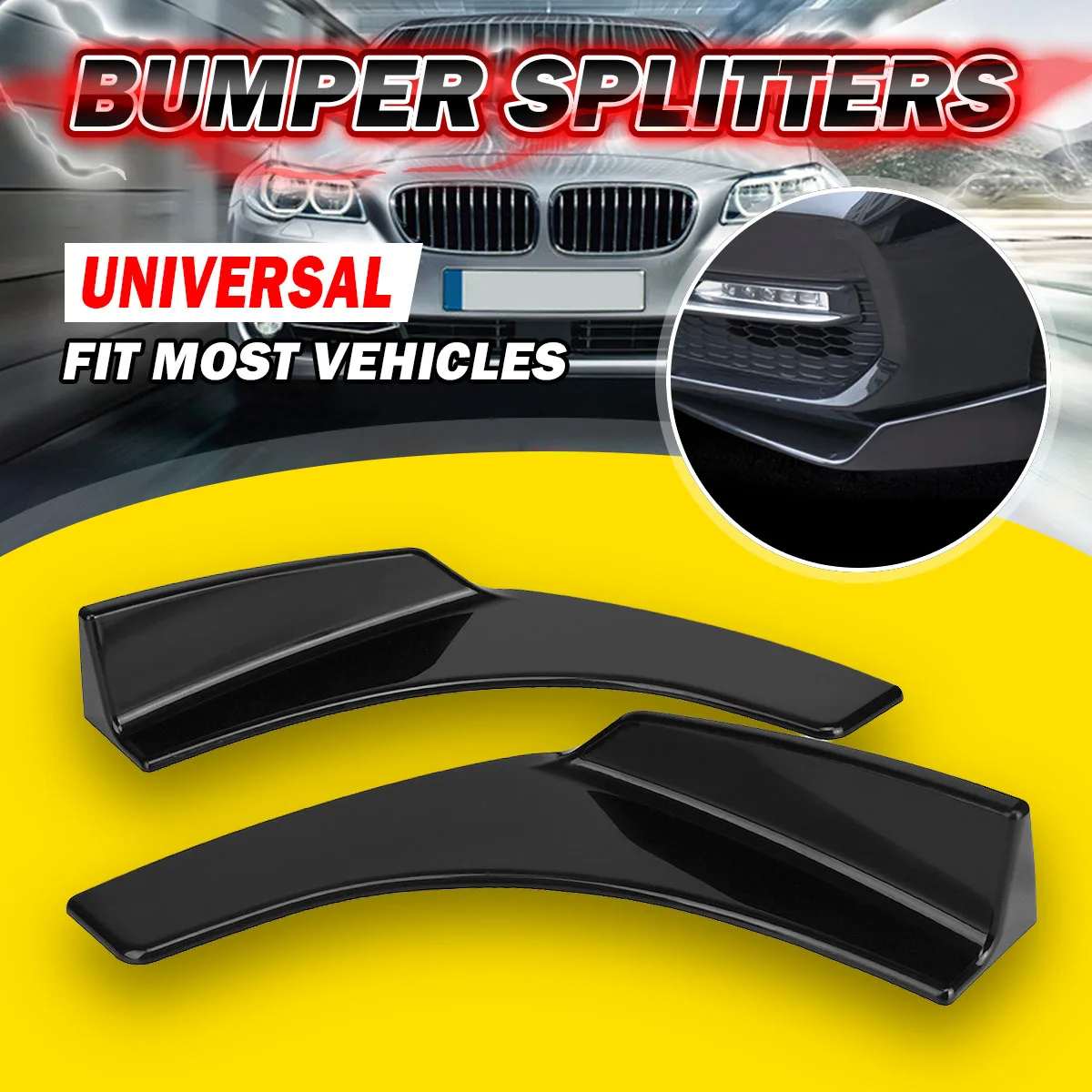 

Pair Universal Car Front Bumper Lip Deflector Diffuser Spoiler Splitter Canard Lip For BMW W204 E90 E92 For Benz For Audi A4 B8