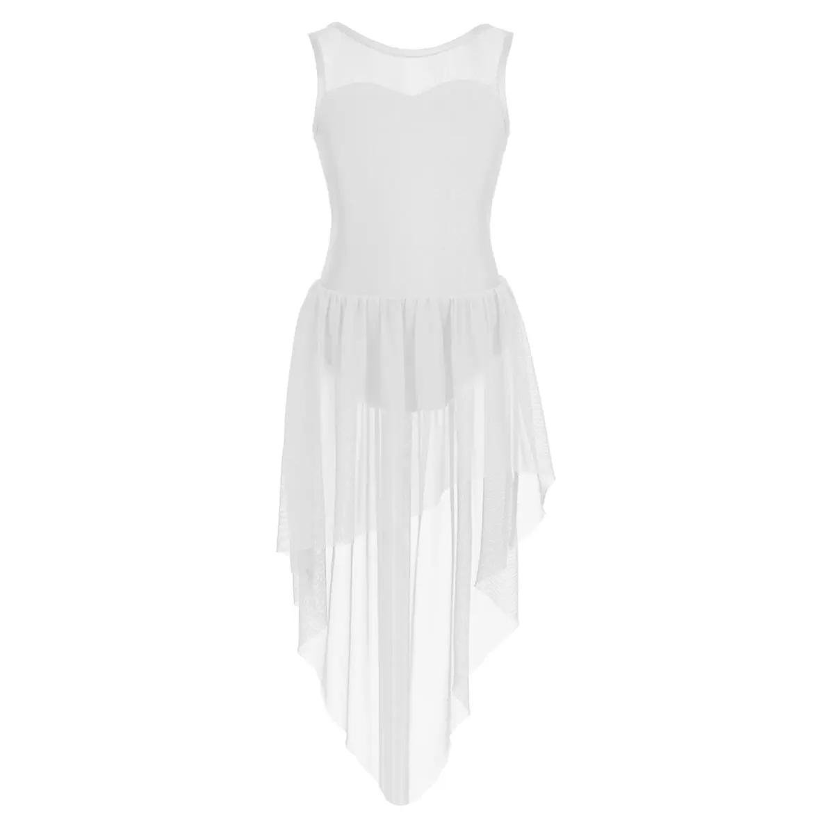 thumbnail image 1 of Disfraces para niñas, tutú de bailarina sin mangas, Ropa de baile con empalme y espalda abierta, dobladillo alto-bajo, vestido de leotardo de gimnasia clásica para danza y Ballet, 1 of 5