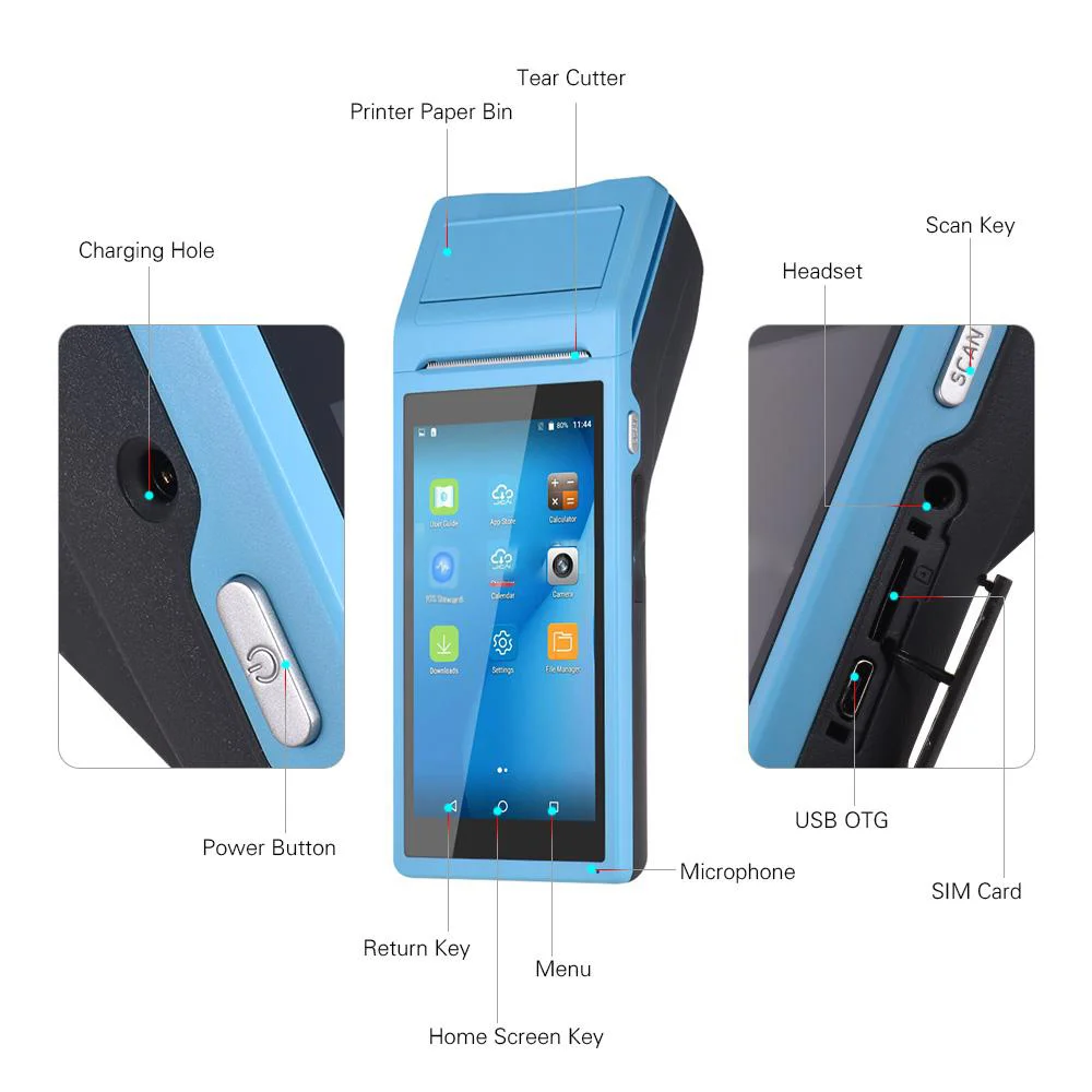 Поддержка E Boleta Loyverse POS System Terminal PDA 4G wifi 58 мм со встроенным термопринтером и