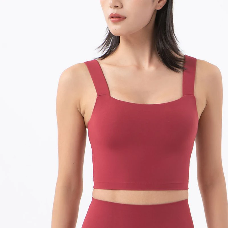 SOISOU Nylon Women's Bra Underwear Gym Yoga Sports Fitness Elastic Bras Tube Top 6 Colors Chest Pad Removable sports bra,womens bras,sports underwear,womens lingerie,sports tank top