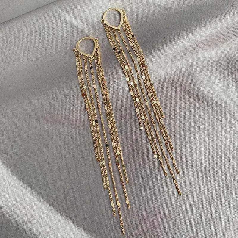 Dominated fashion long metal tassel Drop earrings Korean joker sweet lovely heart elegant Women earrings