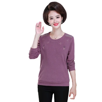 

Women Top T-Shirts Spring 2020 New Full Sleeve Embroidery T-shirt Casual Style Streetwear Loose O-neck Tee Plus Size Clothing