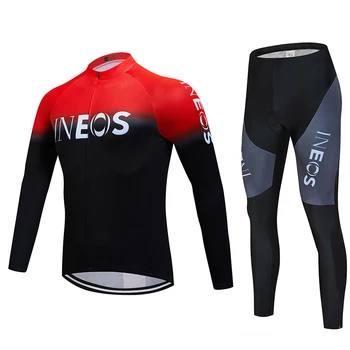 

2020 INEOS factory price custom bike suit long sleeve cycling suit bib trousers autumn and winter bike suit windproof men