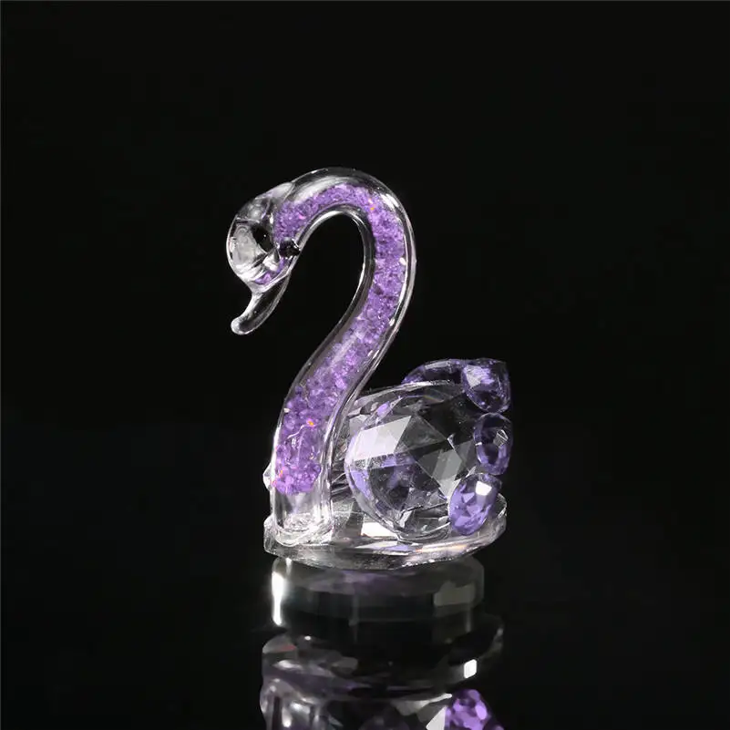 Purple Креативное украшение для дома Мода Изысканный Хрусталь Лебедь Свадебный декор пресс-папье подарочные фигурки ремесла домашний декор 661ZS10 - Цвет: Purple