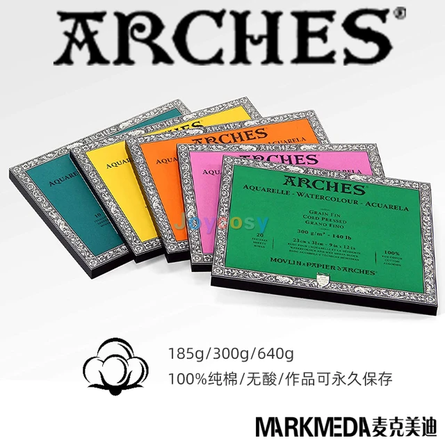 Arches Watercolor Paper Block, Rough, 20 Sheets(140lb/300gsm) (90lb/185gsm)  Aquarelle 100 Cotton Drawing Paper