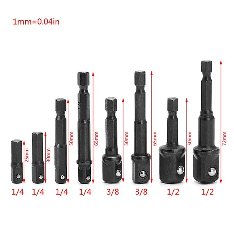 12set 3/8" 1/4" 1/2" Ratchet Wrench Socket Adapter Spanner Keys Set Drive Socket Reducer Air Impact Adapter Wrench Extensor Rod