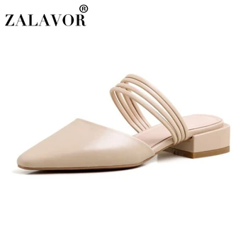 

ZALAVOR New Women Sandals Real Leather Thick Heel Women Summer Shoes Fashion Comfortable Vacation Woman Footwear Size 33-40