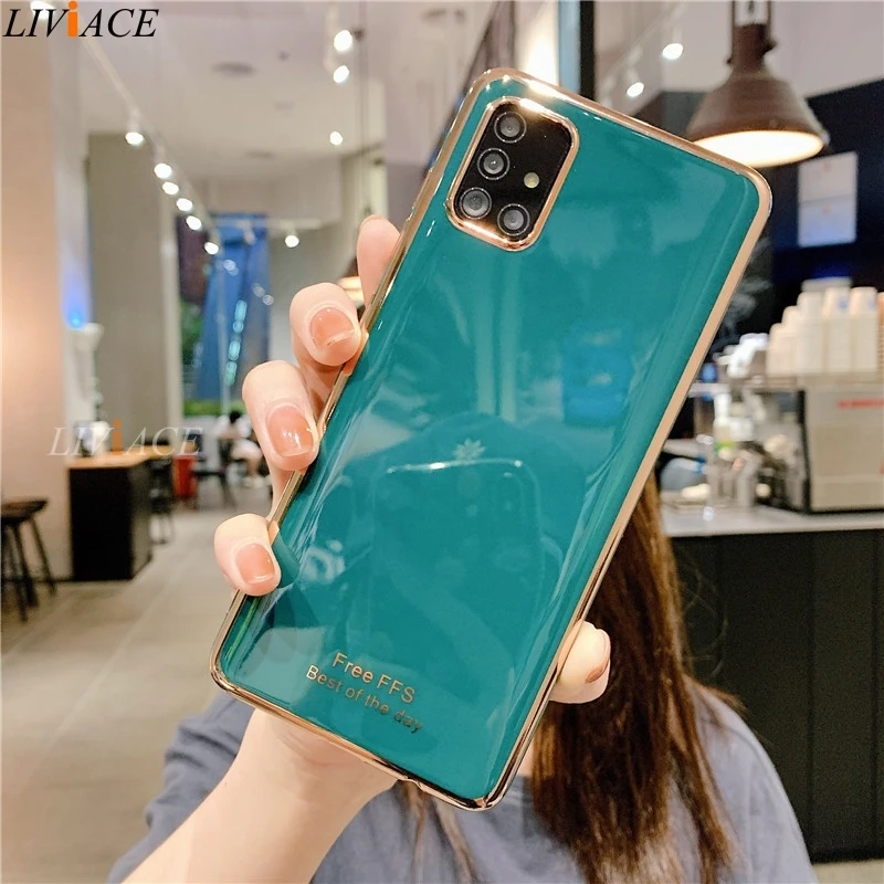 cute samsung phone case Luxury Plating Soft Silicone Phone Case For Samsung Galaxy S21 S20 FE 5G S10 Lite S9 Plus Note 20 10 9 8 Ultra capa funda Cover samsung cute phone cover