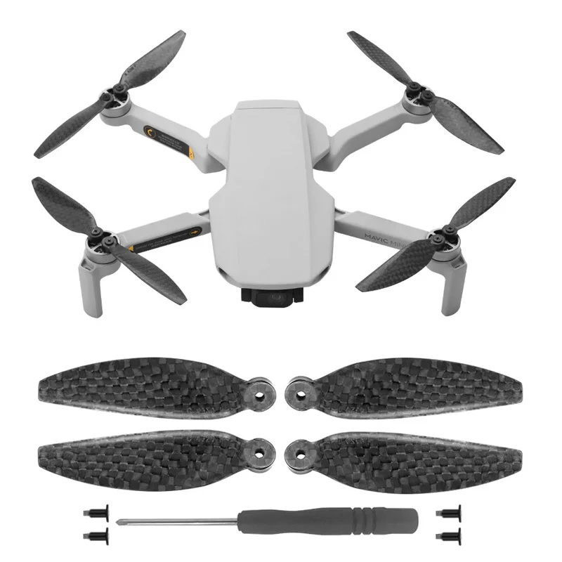 Crazy Sale NNN 2 Pair Carbon Fiber Propeller for DJI Mavic Mini Drone Screw Wing Blade Props Backup Accessory Protector Landing Gear Mount Fan 
