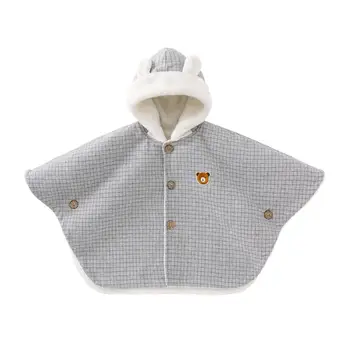 

Pureborn Newborn Baby Outerwear Jacket Hooded Fleece Lined Baby Coat Classic Plaid Baby Poncho Cloak Thick Winter Baby Clothes