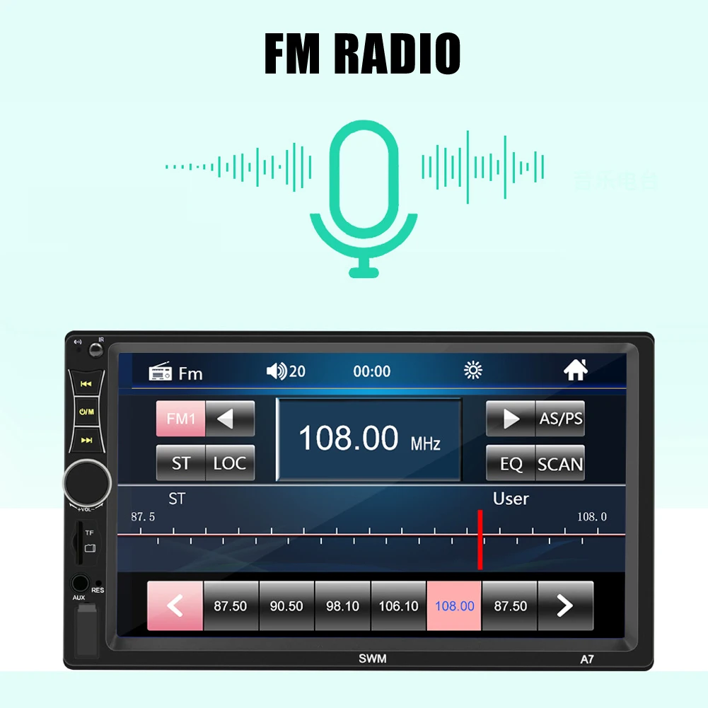 7 в автомобиль MP5 плеер Bluetooth стерео USB AUX FM Функция касания экрана дистанционное управление радио NC99