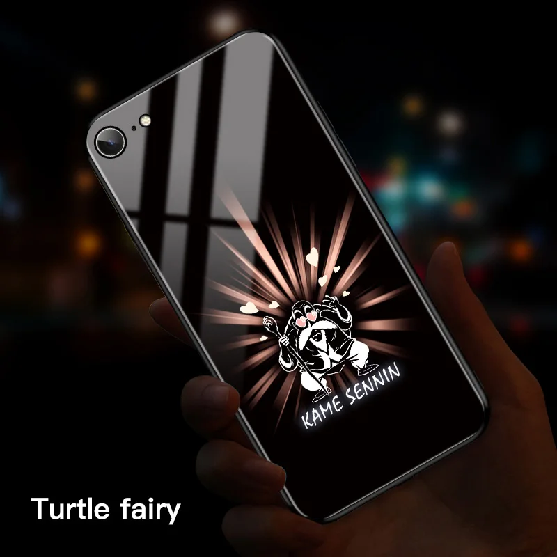 Turtle Стеклянный чехол с изображением Драконий жемчуг для iPhone 11 Pro XSmax XR XS X 8 7 6s 6 Plus, умный светодиодный светящийся чехол для телефона - Цвет: Turtle