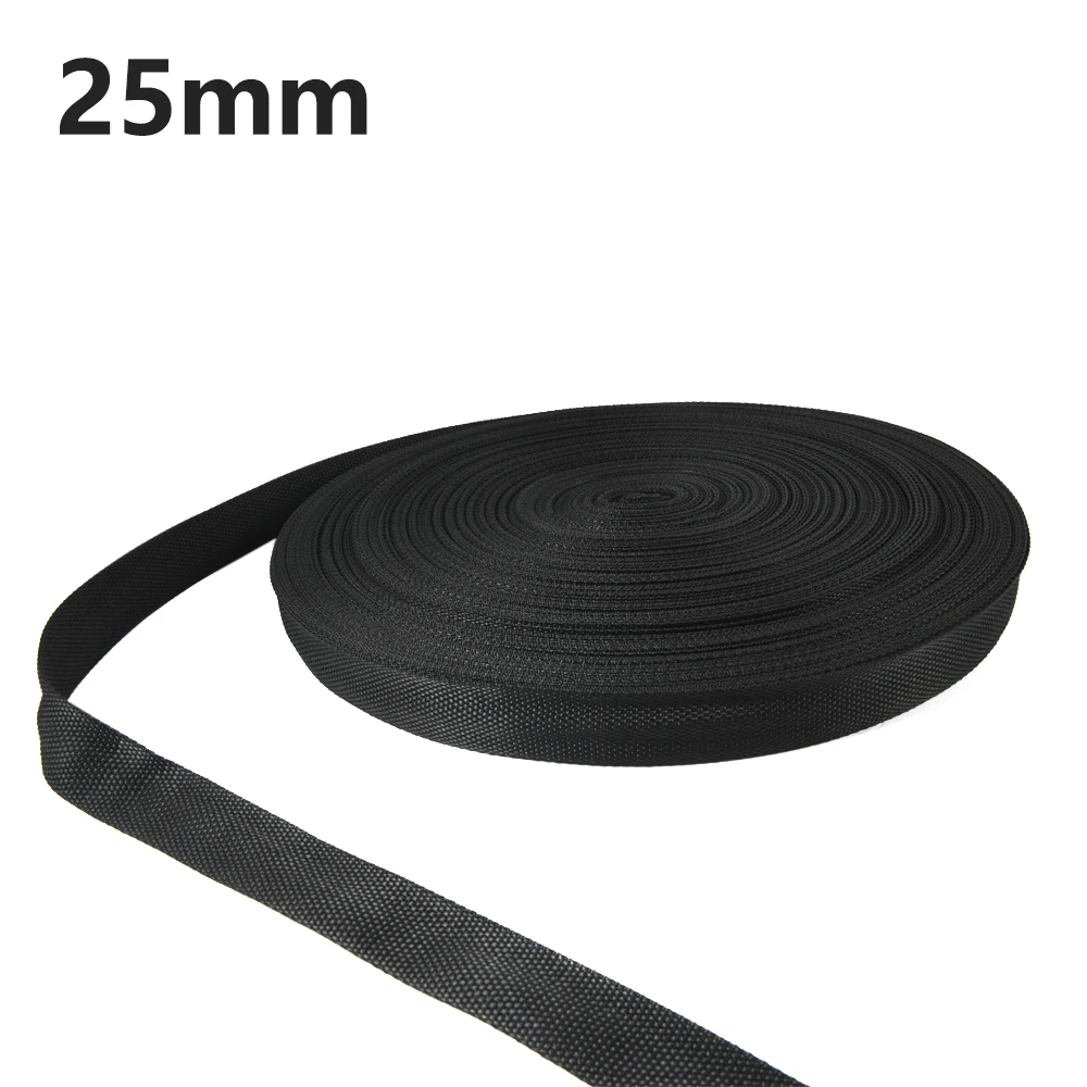 5M  10/20/25/30/38/50mm Wide Black Strap Nylon Webbing Knapsack Strapping Safety Belt DIY Pet  Crafts  Webbing Strap 