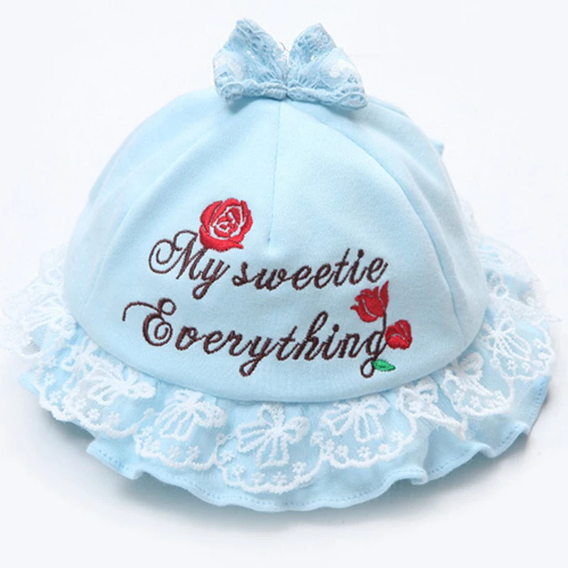 Cute Kids Sun Hat Summer Cotton Bucket Hat Toddler Children Girls Brim Beach Hat with Wide Brim Sweet Baby Gift Sun Bucket Hat - Цвет: Blue