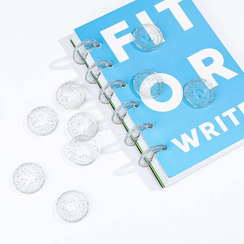 Anillos de encuadernación con lentejuelas brillantes para libreta, encuadernación con anillos de corazones, hojas sueltas con agujero De Seta, Disco de plástico de encuadernación, bricolaje, 20 Uds.