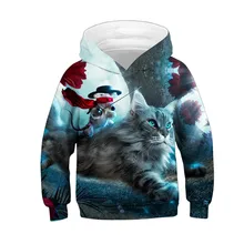 Дизайн, Детская толстовка с капюшоном зимний детский пуловер для мальчиков одежда для малышей крутая одежда с 3d принтом кота L5010917