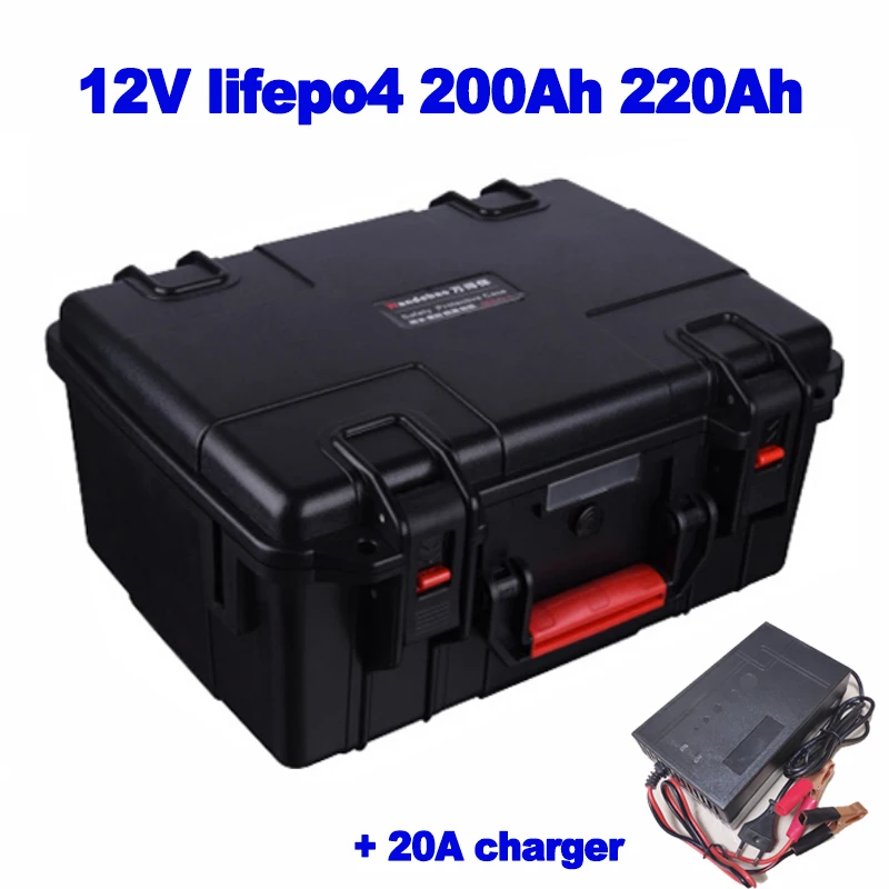 Lifepo4 lithium iron phosphate 12v 200Ah 220Ah battery for solar wind energy fishing boat EV RV UPS AGV yacht + 20A charger | Электроника