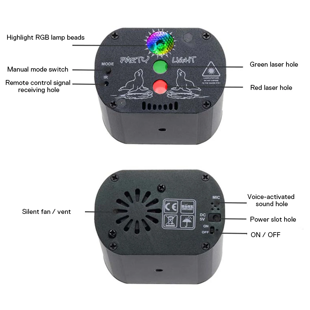 60 in 1 4w Car laser light music rhythm car light sound control DJ lamp romantic starry sky projection lamp for Christmas Party