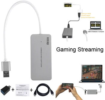 

USB 3.0 Capture Card HDMI Cable Phone Game Live Streaming Video Recording Dongle For iPhone XS MAX PS3 PS4 XBox one TV Shows BOX