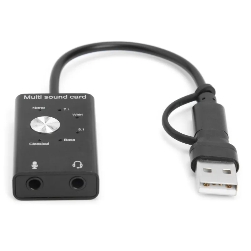 External USB Sound Card USB2 0 Type C To 3 5mm Headphone Jack Microphone Audio Adapter For Windows Mac Linux Android