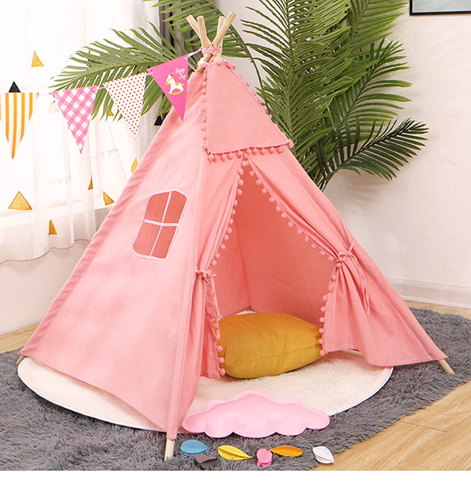 18 Types Baby Portable Canva Tipi Folding Indoor Children Tent Teepee Original Triangle Indian Kid Tent Wigwam Little Play House