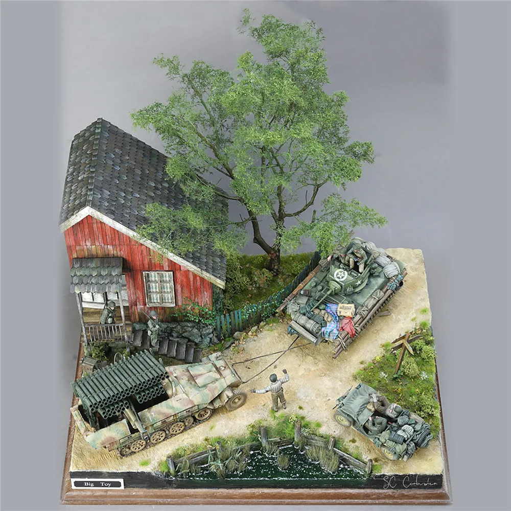 

DIY Military Building Model Kits World War II German Soldier Shelter House Wood Cabin 1:35 Scale Model Kits
