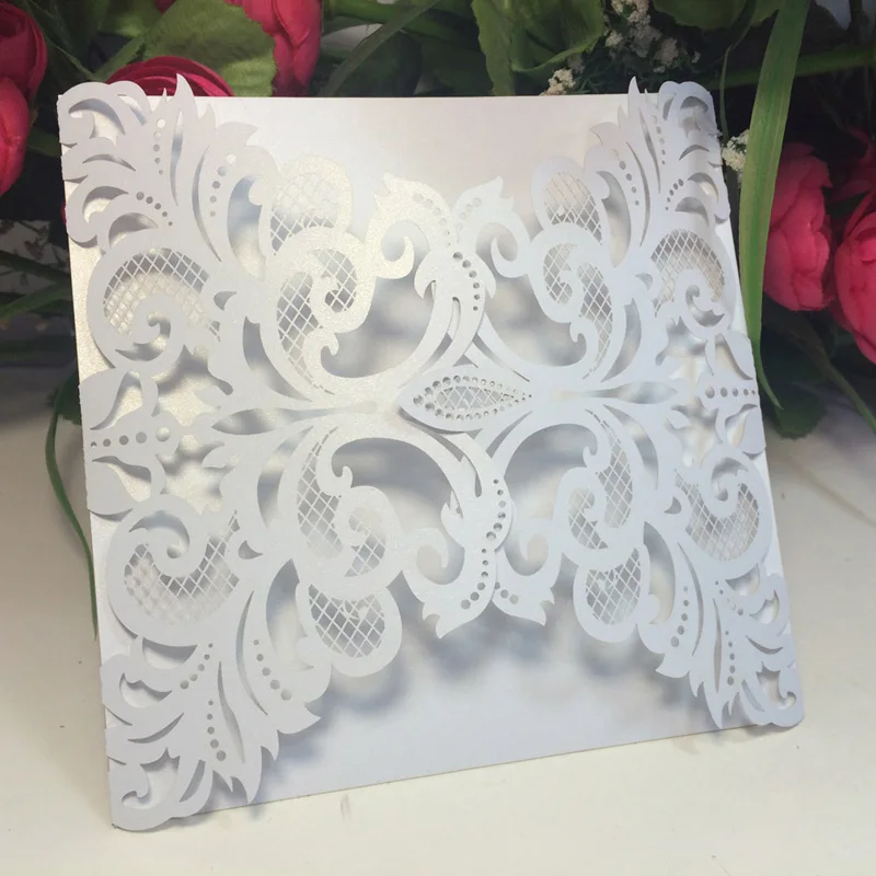  10 Pcs/ Set Wedding Party Invitation Card Decor Cards Envelope Delicate Carved Flower Wedding Party - 4.00029E+12
