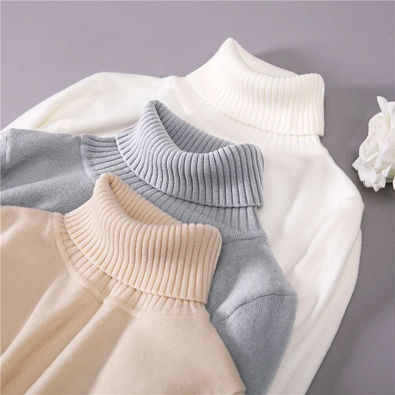 2019 Women Sweater casual solid turtleneck female pullover full sleeve warm soft spring autumn winter knitted cotton | Женская одежда