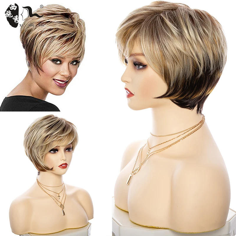 Женские синтетические Короткие парики с эффектом омбре светлые и коричневые из
