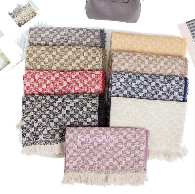 100pcs Plaid Winter Scarf tippet Women Foulard grid Scarves Fashion Casual Scarfs Pashmina cappa