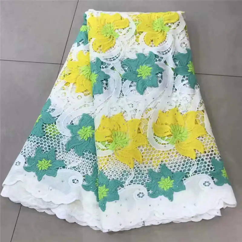 2019 новая последняя африканская гипюровая кружевная белая Водорастворимая ткань