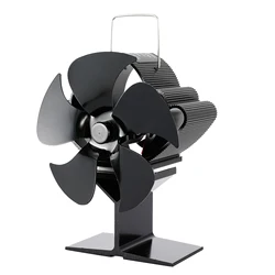 5-blade Fireplace Fan Quiet Safe Heat Powered Stove Fan Aluminum Alloy Fireplace Heating Fan Home Efficient Heat Distribution