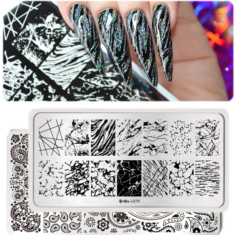 

Harunouta Stamping Plates for Nail Color Lines Cartoon Nail Art Image Stencils Stamp Design for Manicure Nails Plates