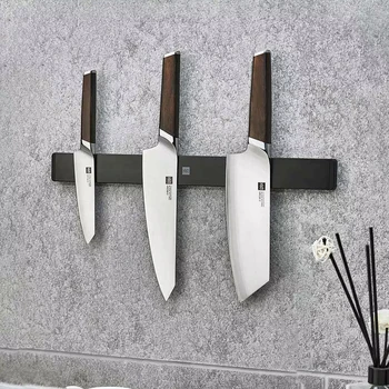 

HUOHOU Double-row Magnetic Knife Holder Stainless Steel Knife Stand Punch-free Anti-corrosion Knife Holder Wall Storage Rack