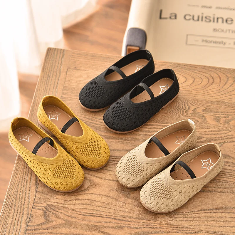 Spring Autumn Children Shoes Girls Princess Shoes with Bowknot Breathable Mesh Loafers Kids Canvas Shoe SM052