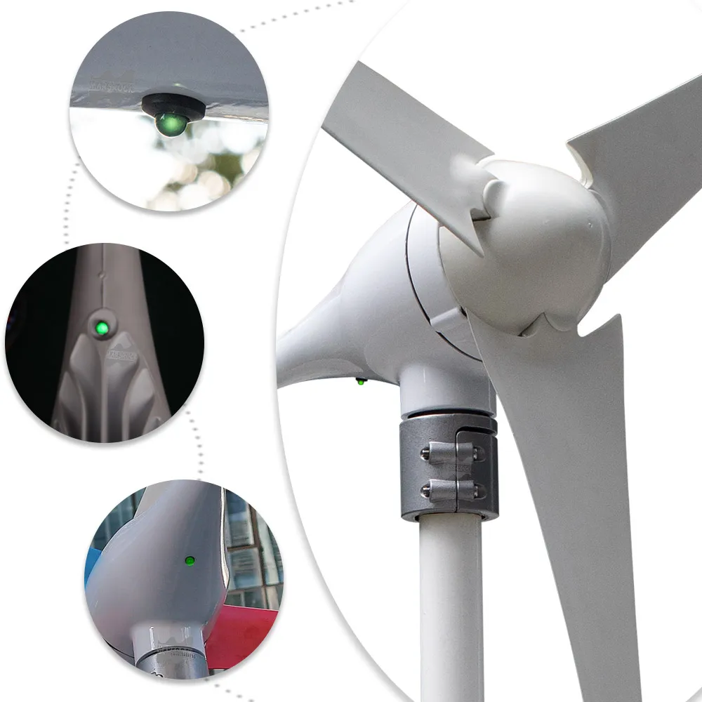 600W 12V 24V Wind Turbine Gennerator 3 or 5 Blades 12M/S Low Speed Windmill LED Indicate Light With Free MPPT Charge Controller