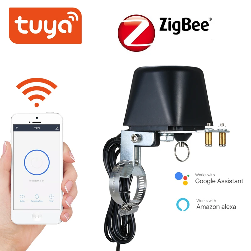 Беспроводной клапан управления газом и водой Tuya ZigBee контрольный для умного дома