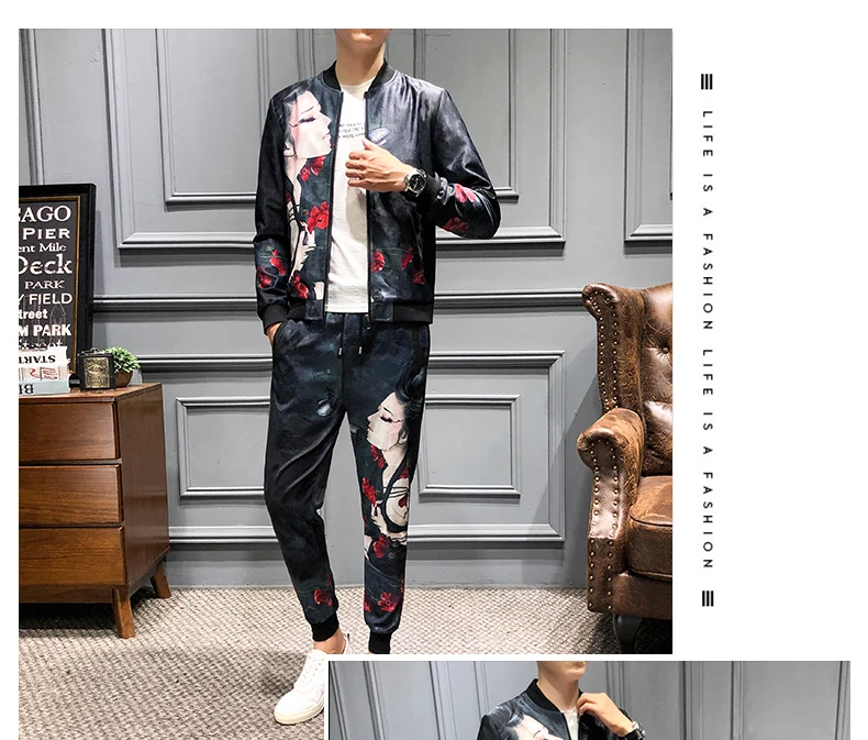 Осенняя мужская одежда Ropa Hombre De Marca дизайнерский спортивный костюм с принтом для мужчин и девочек с принтом лица Jogginganzug Herren(куртка+ спортивные штаны