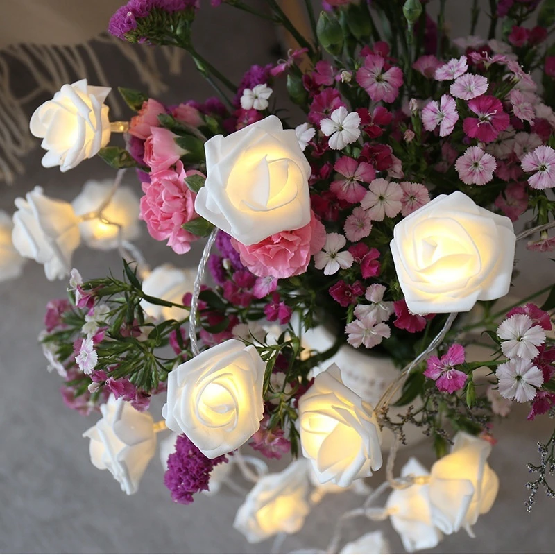 

1M/2M 10/20LED USB Powered LED Rose Romantic Decoration String Lights Simulation Flower Fairy Lighting for Wedding Home Party