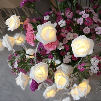 

1M/2M 10/20LED USB Powered LED Rose Romantic Decoration String Lights Simulation Flower Fairy Lighting for Wedding Home Party