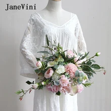 JaneVini Великолепный розовый свадебный букет, искусственный шелк, Калла, лилия, роза, лист эвкалипта, свадебные аксессуары, букеты