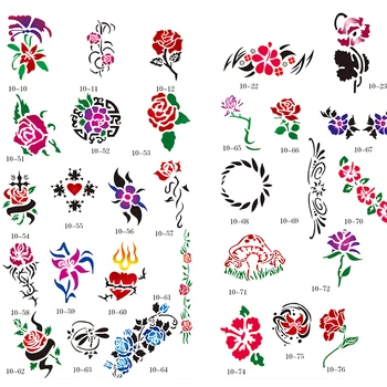 

Golden Phoenix Temporary Airbrush Tattoo Stencils For Body Art Painting Flower Series Makeup Cosmetics Free Shipping