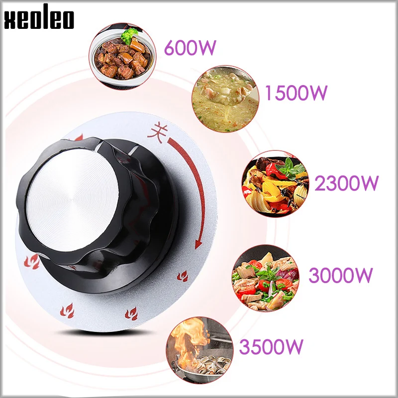 XEOLEO Induction Commercial Heating Cooker Stainless Steel Electromagnetic 6 File Knob Type Home Appliance Kitchen Cuisine 3500W