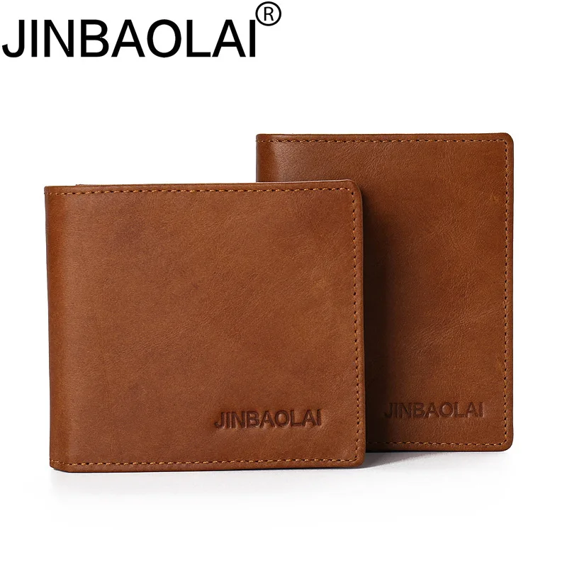 

Jinbaolai Foreign Trade Full-Grain Leather Fashion Men's Short Leather Wallet Zip Wallet Men