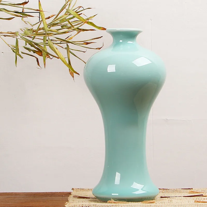 9.5x18.5cm Стиль Celadon ваза для гостиной Цветочная композиция украшение офисное настольное высококачественное украшение студия украшение WSHYUFEI - Цвет: 9.5x18.5cm